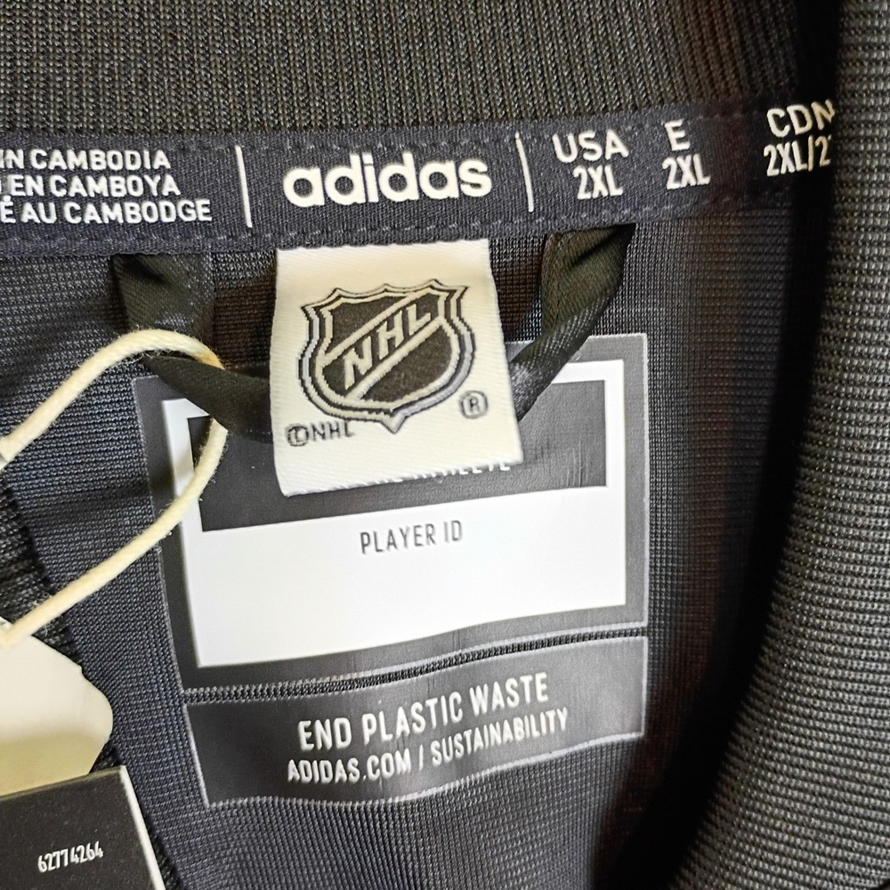 Adidas NHL San‎ Jose Sharks Quarter Zip Satin Bomber Jacket Black IT8999 2XL NWT - Picture 8 of 16